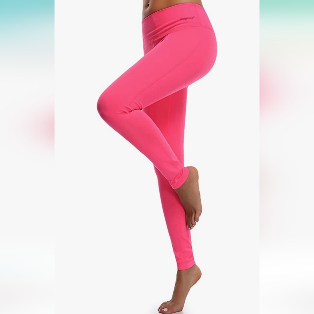 Large bright neon color Pink Yoga Pants for Women High Waist pants Hidden Pocket